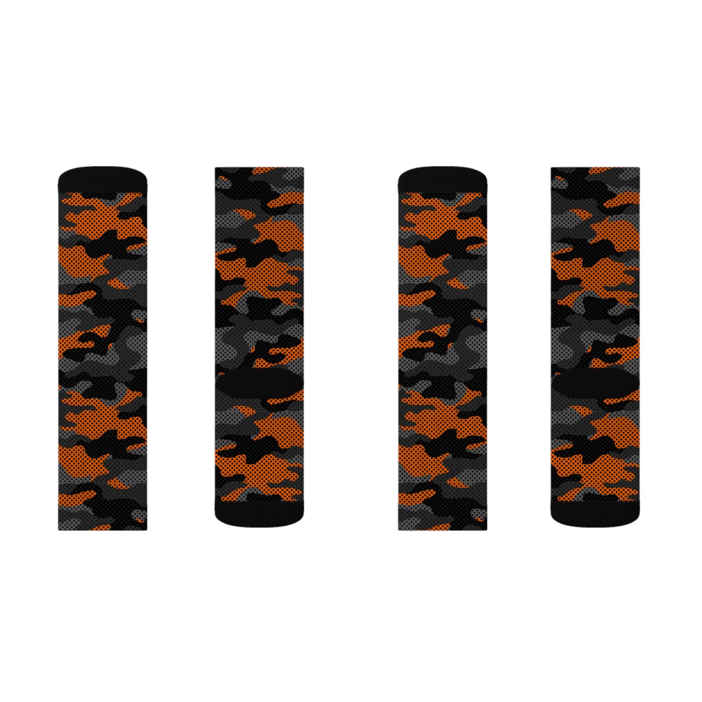 Camo Socks | Black & Orange Pixel Camouflage