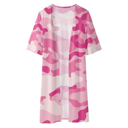 Camo Kimono | Lavender Pink Camouflage Half Sleeve