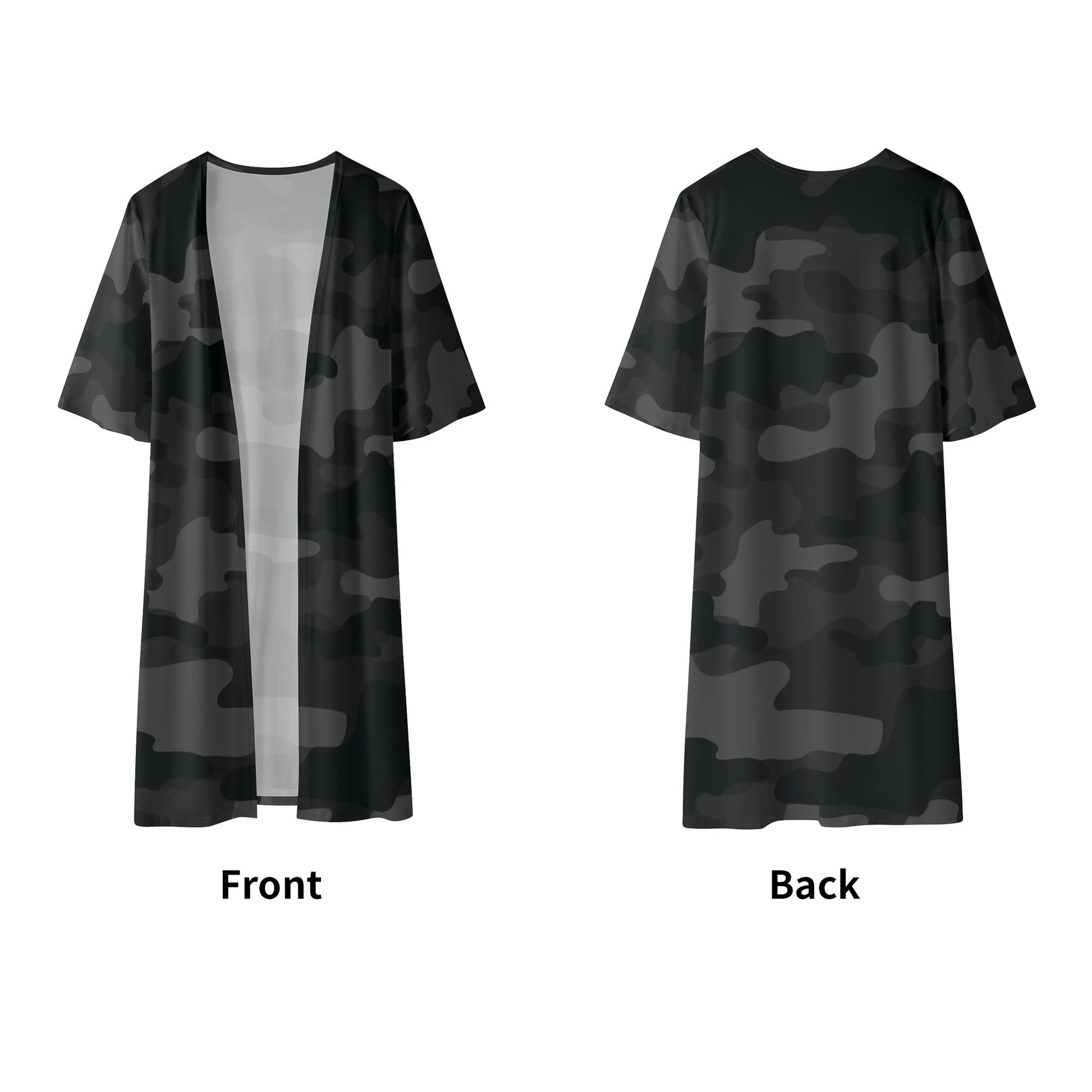 Camo Kimono | Black Camouflage Half Sleeve