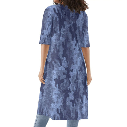 Camo Kimono | Denim Blue Camouflage Half Sleeve