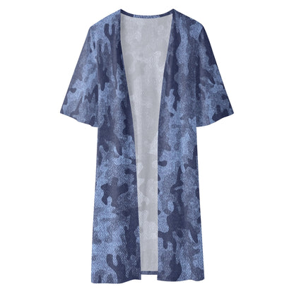 Camo Kimono | Denim Blue Camouflage Half Sleeve