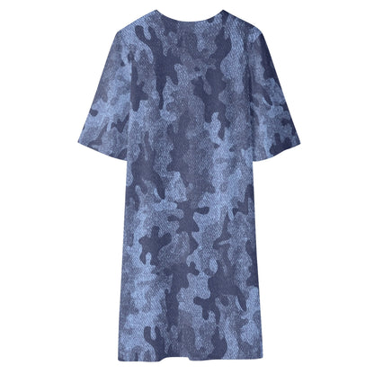 Camo Kimono | Denim Blue Camouflage Half Sleeve