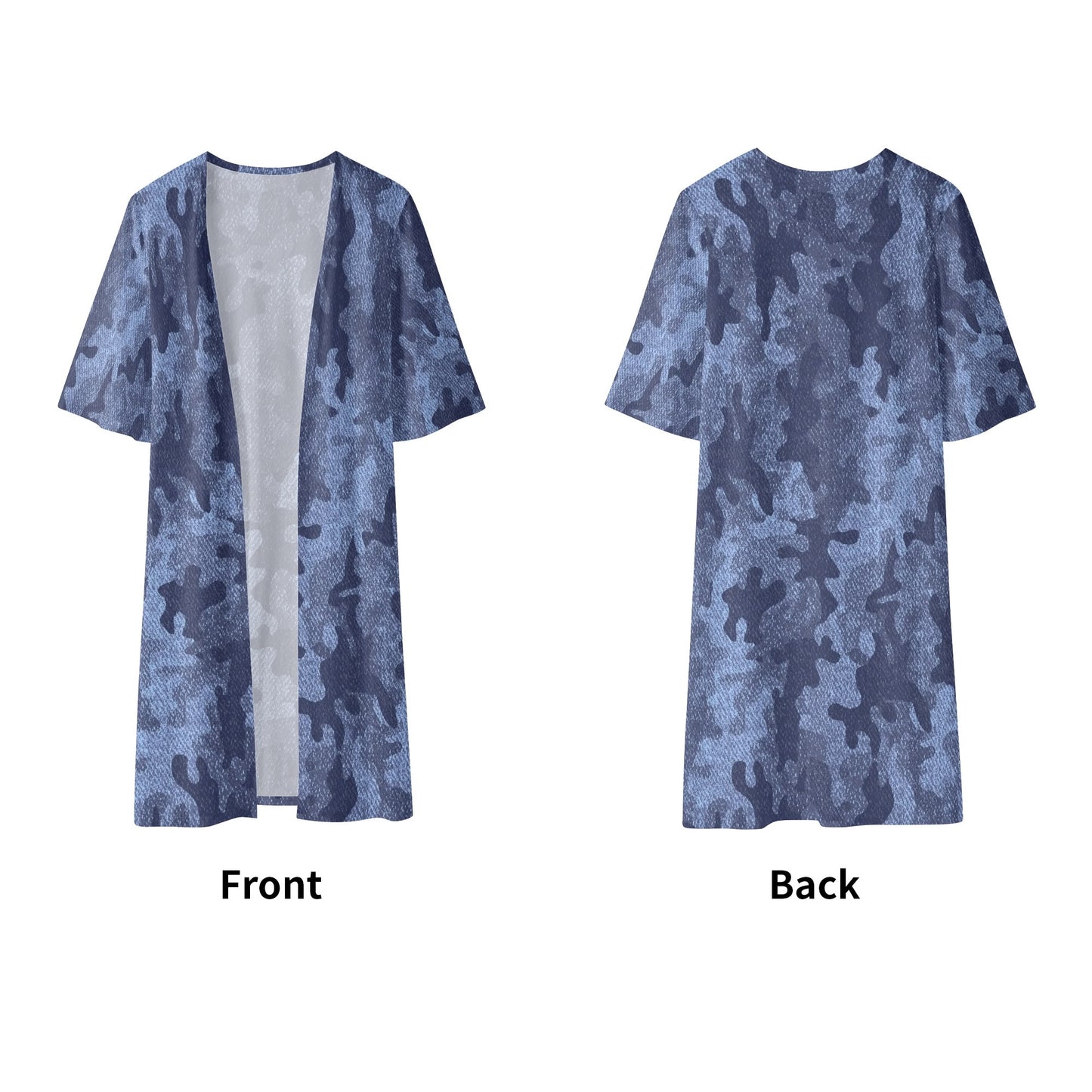 Camo Kimono | Denim Blue Camouflage Half Sleeve