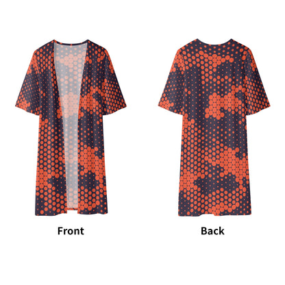 Camo Kimono | Orange & Blue Digital Camouflage Half Sleeve