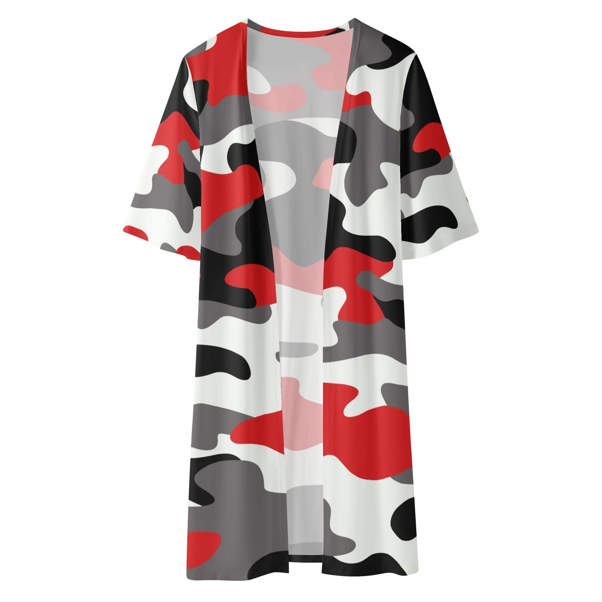 Camo Kimono | Red, Black & White Camouflage Half Sleeve