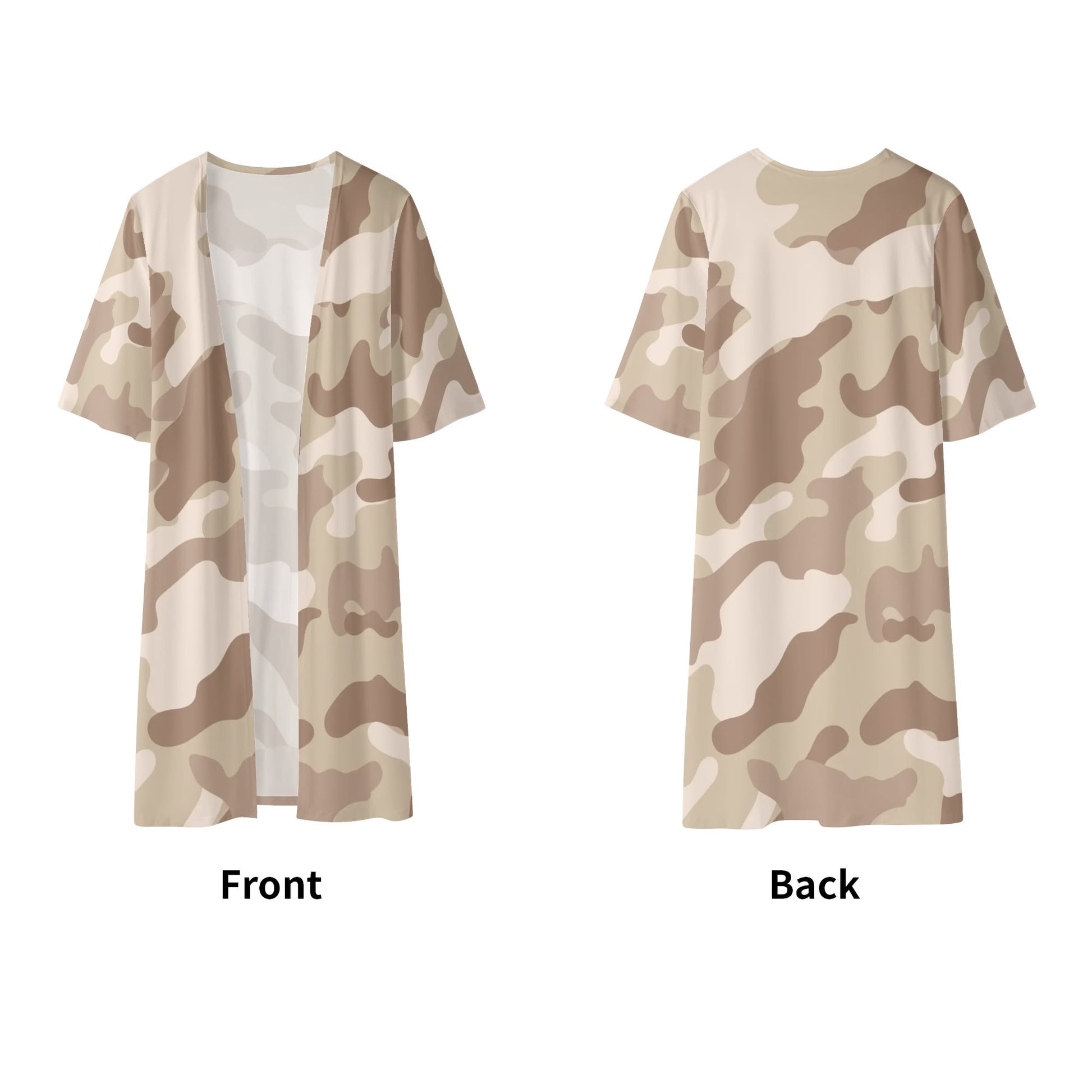 Camo Kimono | Desert Brown Camouflage Half Sleeve