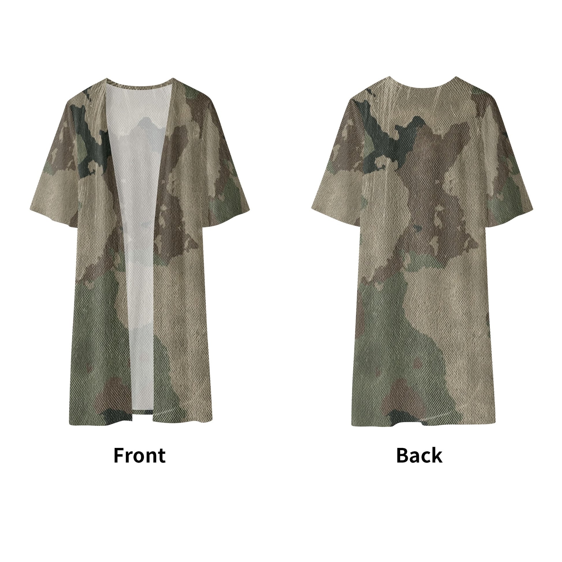 Camo Kimono | Dirty Old Brown Camouflage Half Sleeve