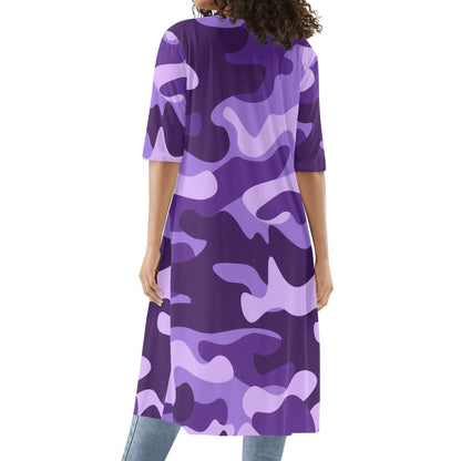 Camo Kimono | Purple, Blue & Mauve Camouflage Half Sleeve