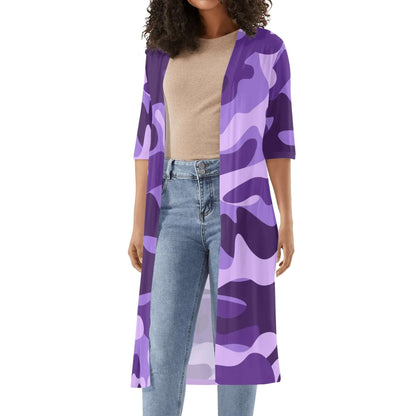 Camo Kimono | Purple, Blue & Mauve Camouflage Half Sleeve