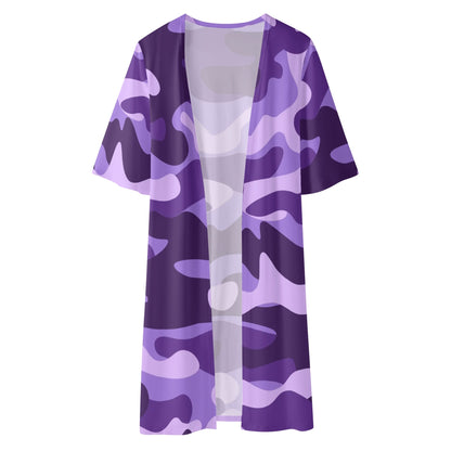 Camo Kimono | Purple, Blue & Mauve Camouflage Half Sleeve