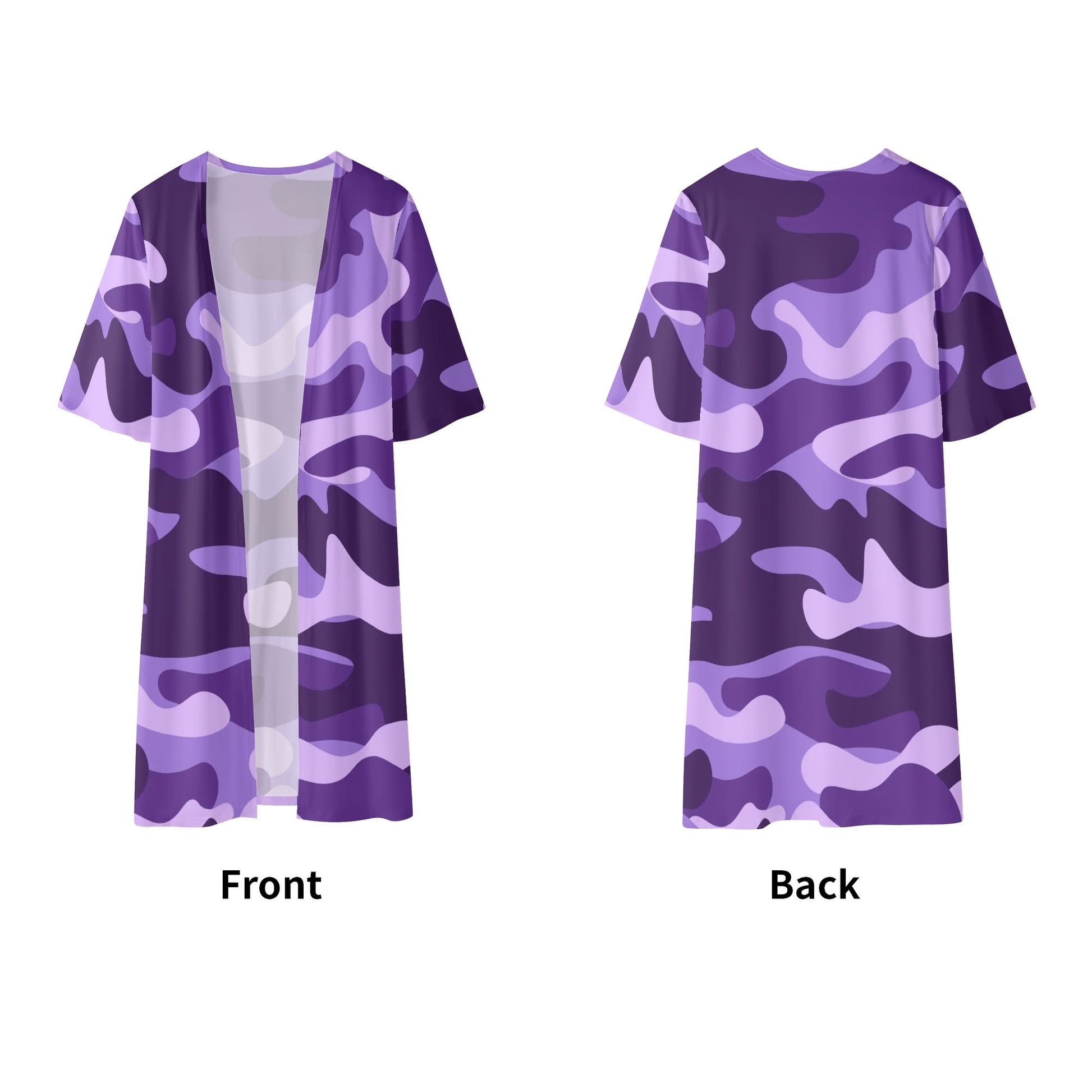 Camo Kimono | Purple, Blue & Mauve Camouflage Half Sleeve