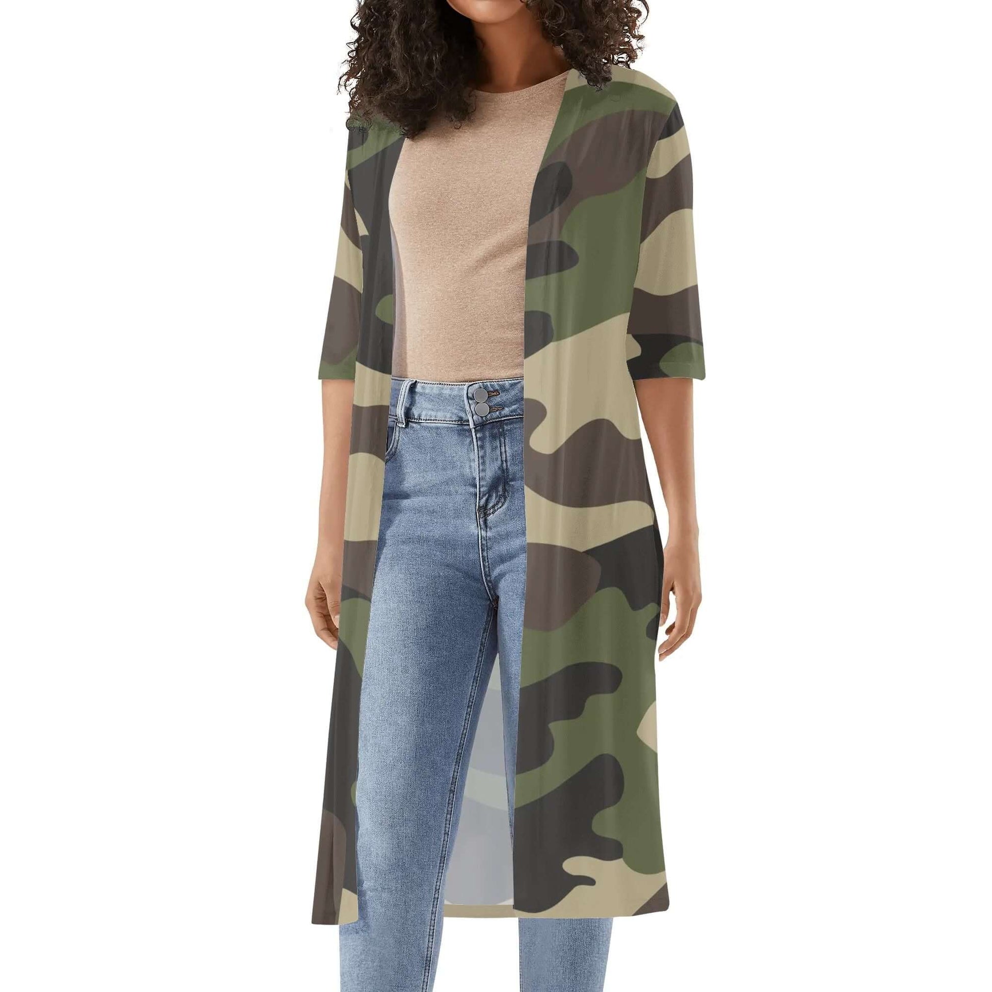 Camo Kimono | Classic Green Camouflage Half Sleeve