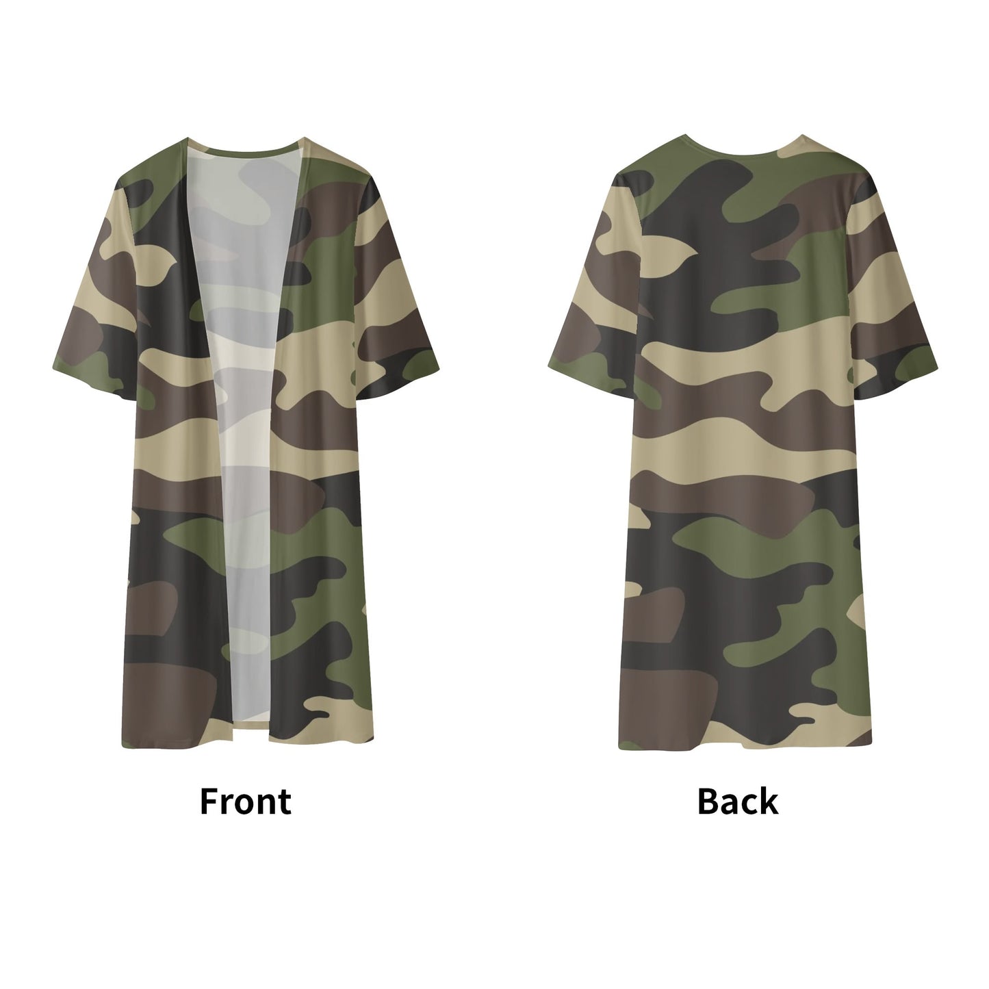 Camo Kimono | Classic Green Camouflage Half Sleeve