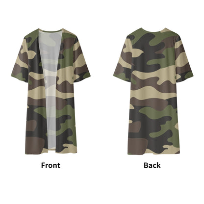 Camo Kimono | Classic Green Camouflage Half Sleeve