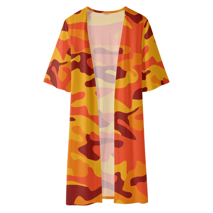 Camo Kimono | Orange & Red Camouflage Half Sleeve