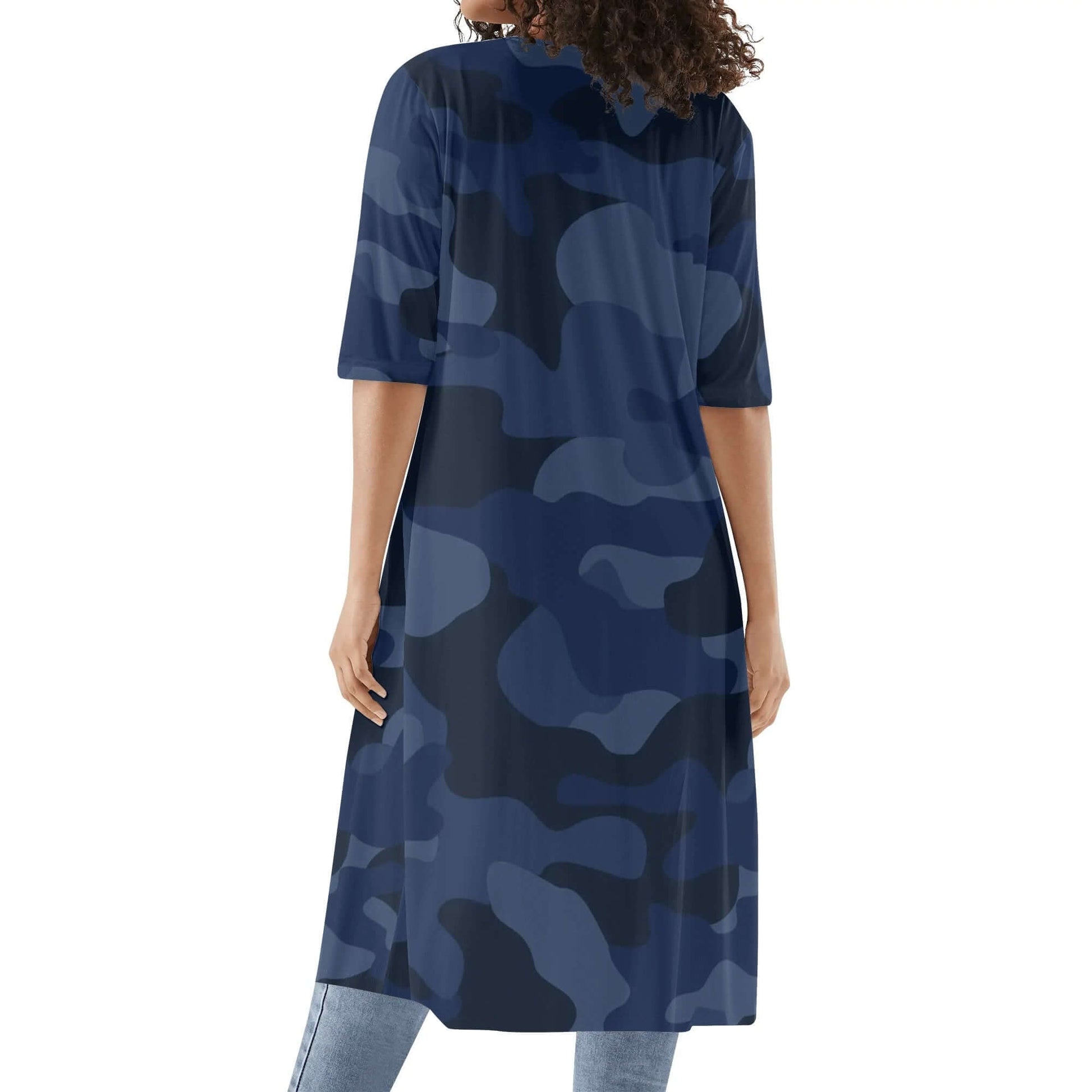 Camo Kimono | Deep Blue Camouflage Half Sleeve