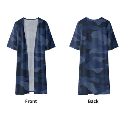 Camo Kimono | Deep Blue Camouflage Half Sleeve