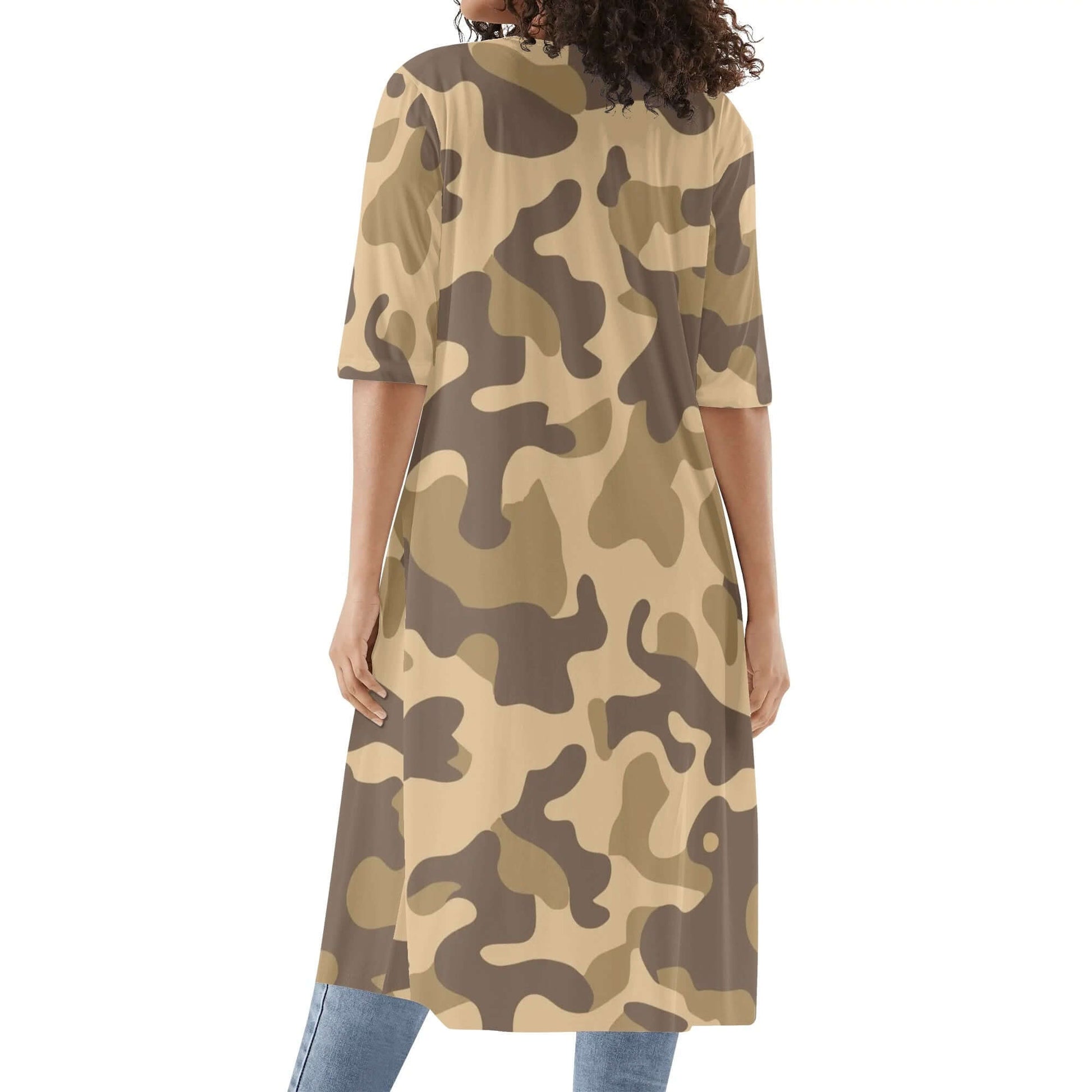 Camo Kimono | Khaki Camouflage Half Sleeve