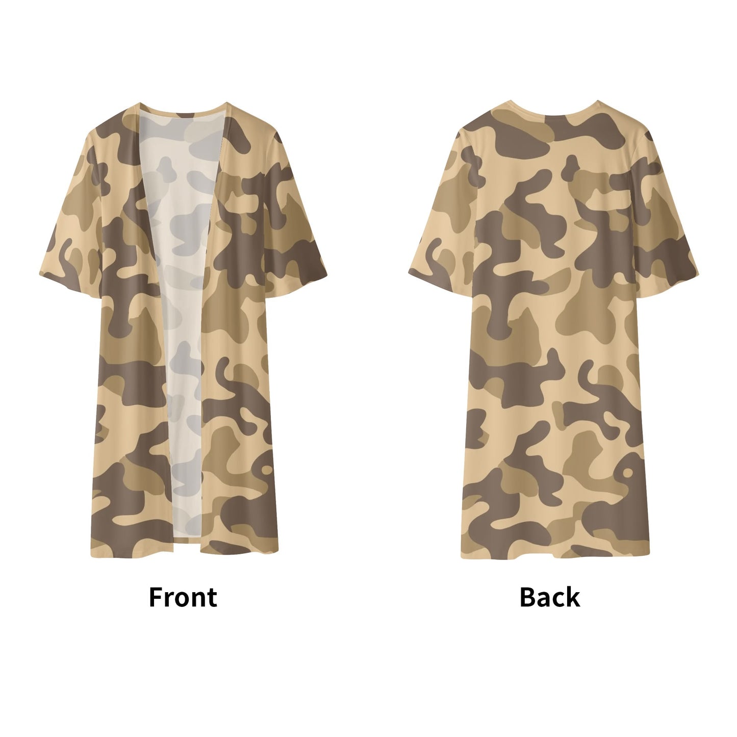 Camo Kimono | Khaki Camouflage Half Sleeve