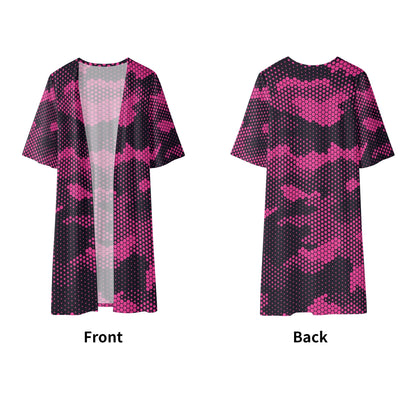 Camo Kimono | Pink Digital Camouflage Half Sleeve