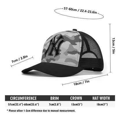 NY Camo Hat | Black & White Digital Mesh Trucker Cap