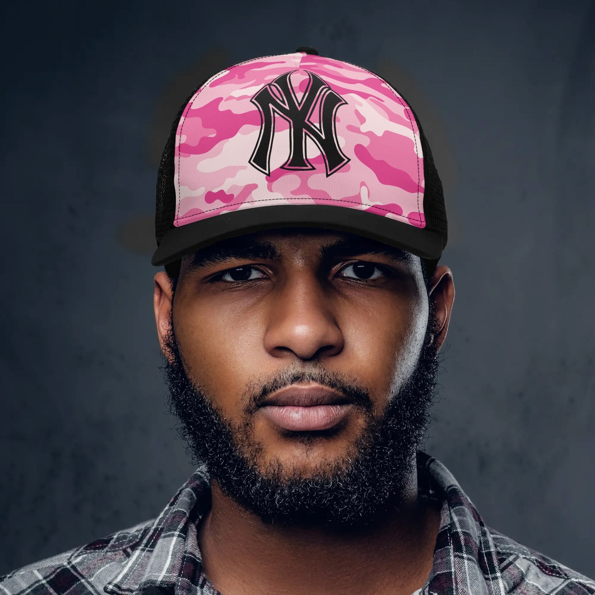 NY Camo Hat | Lavender Pink Mesh Trucker Cap