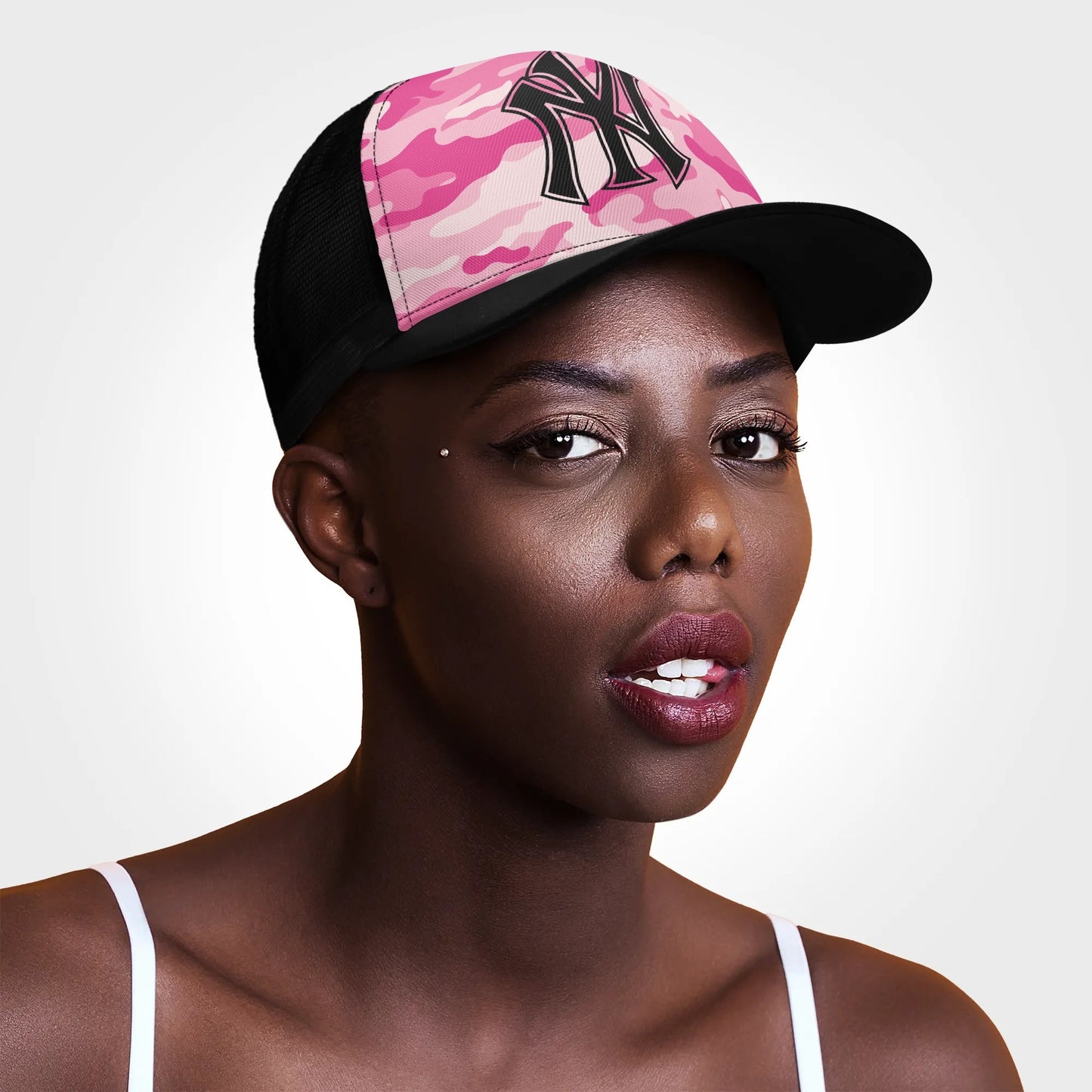 NY Camo Hat | Lavender Pink Mesh Trucker Cap