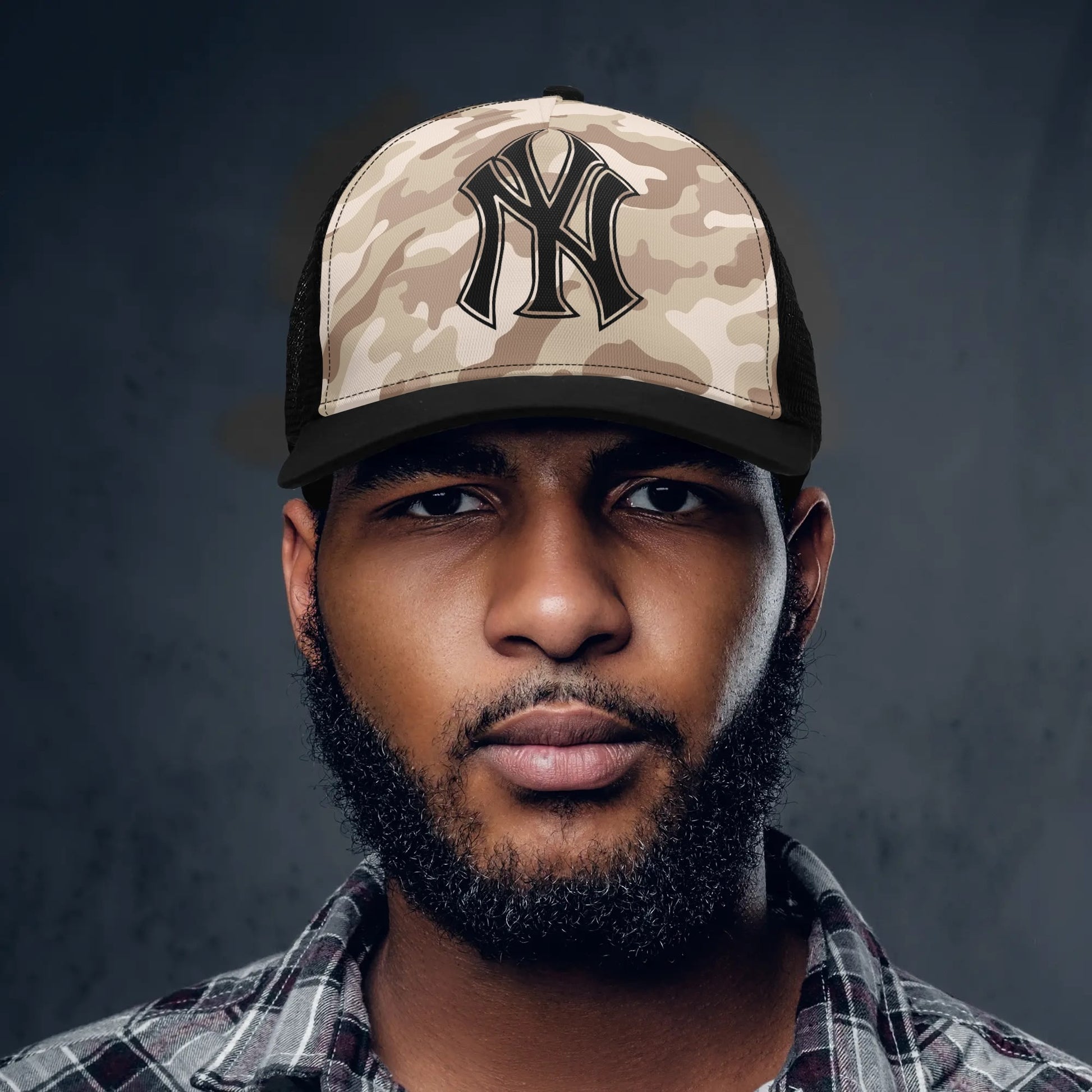 NY Camo Hat | Desert Brown Mesh Trucker Cap