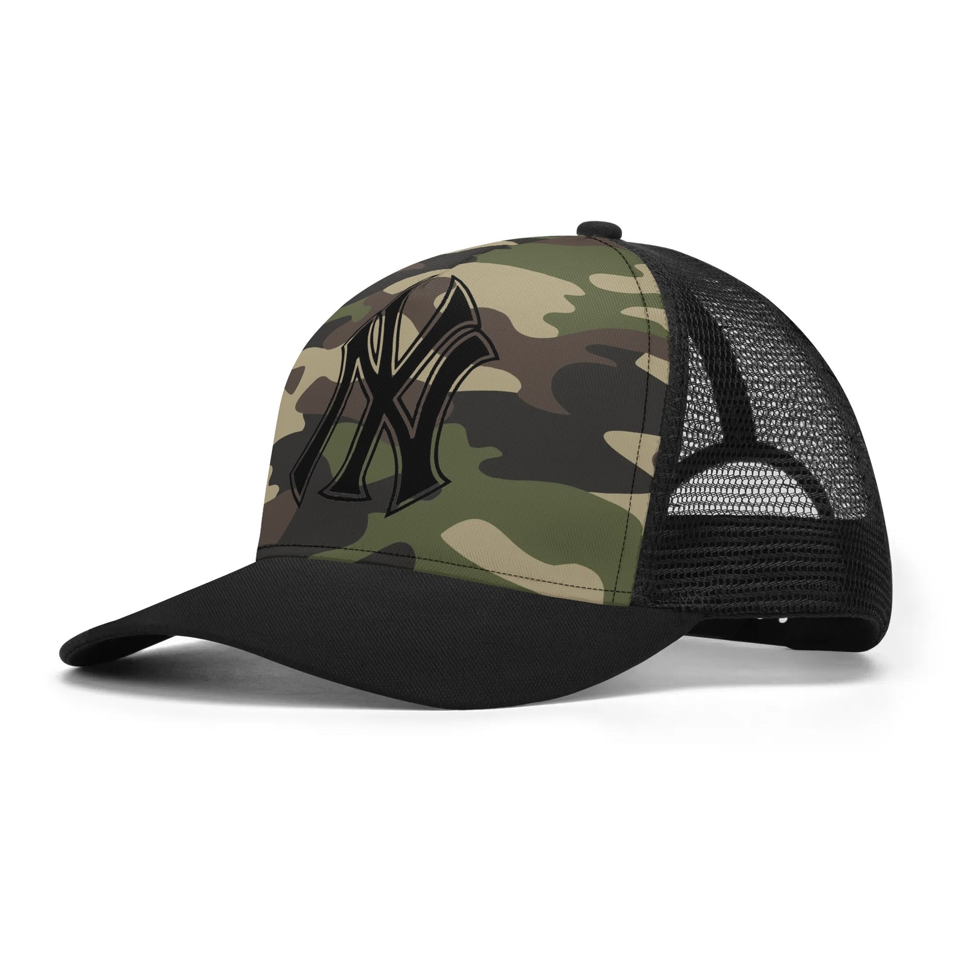 NY Camo Hat | Green Camouflage Mesh Trucker Cap