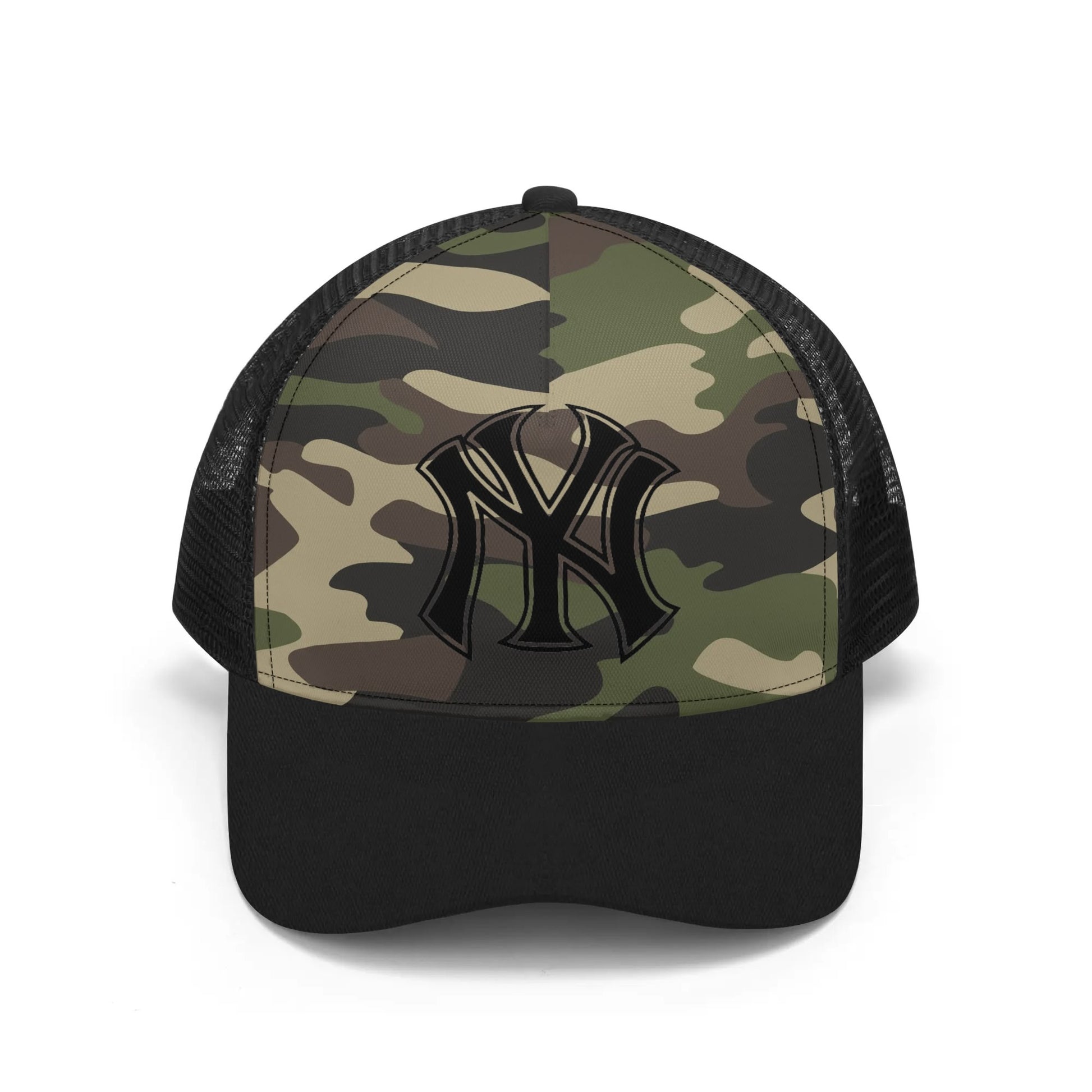 NY Camo Hat | Green Camouflage Mesh Trucker Cap