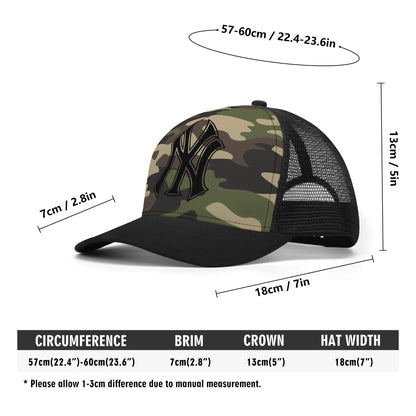 NY Camo Hat | Green Camouflage Mesh Trucker Cap