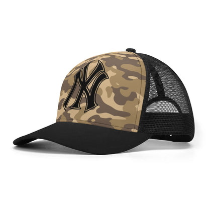 NY Camo Hat | Khaki Camouflage Mesh Trucker Cap