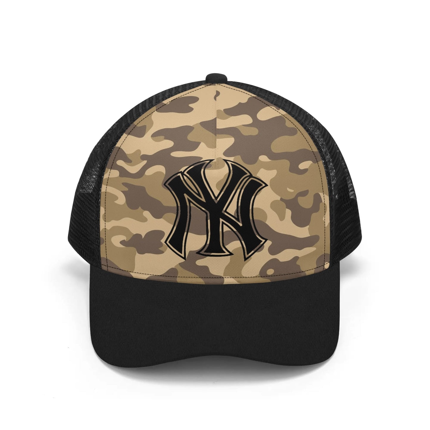 NY Camo Hat | Khaki Camouflage Mesh Trucker Cap