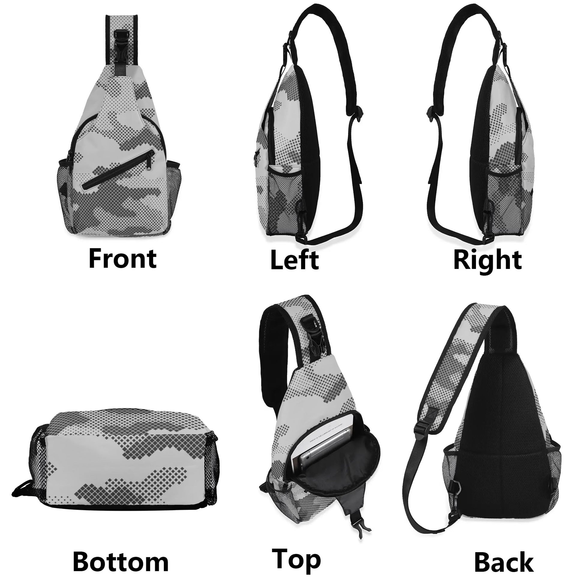 Camo Bag | Black & White Digital | Chest Crossbody