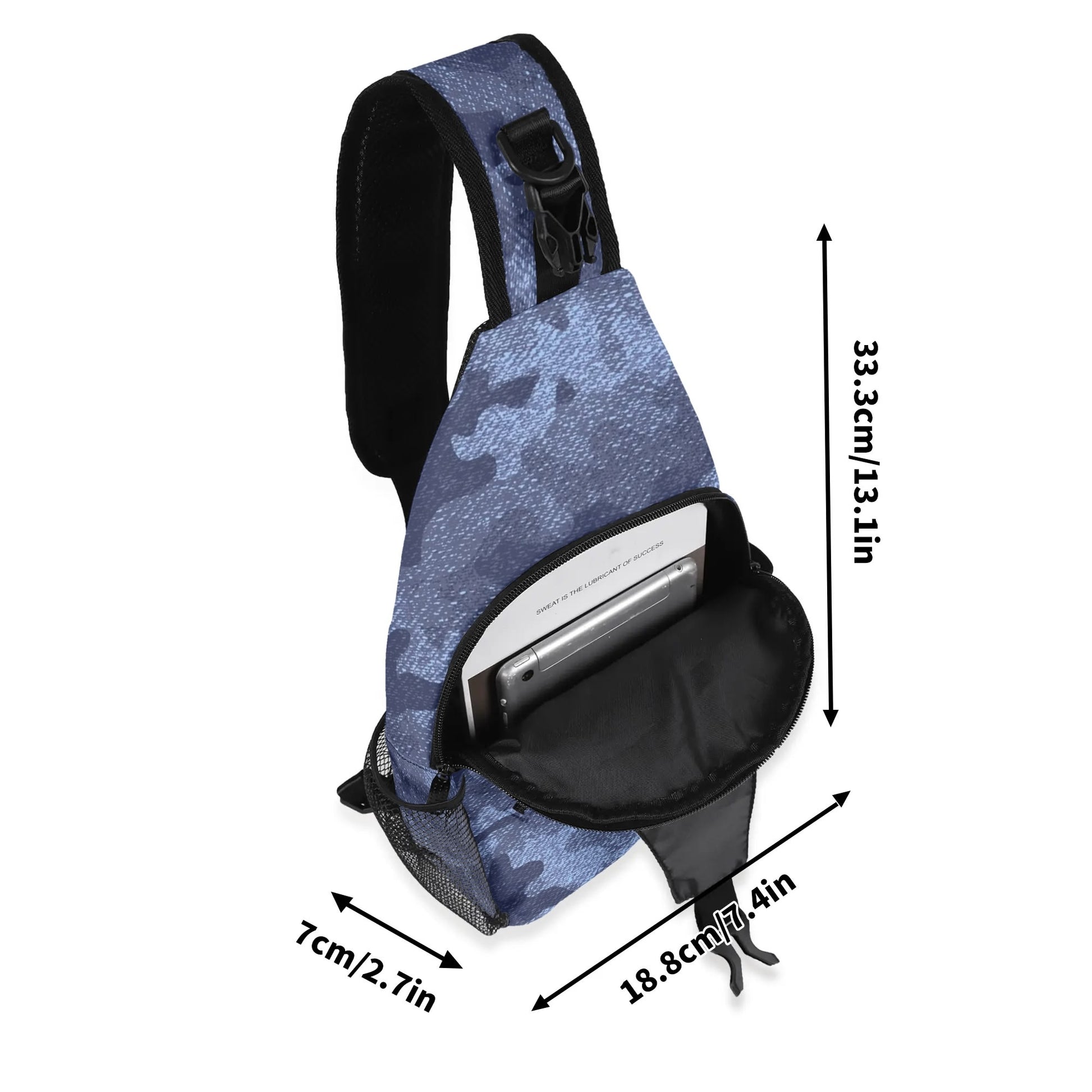 Camo Bag | Denim Blue Camouflage | Chest Crossbody