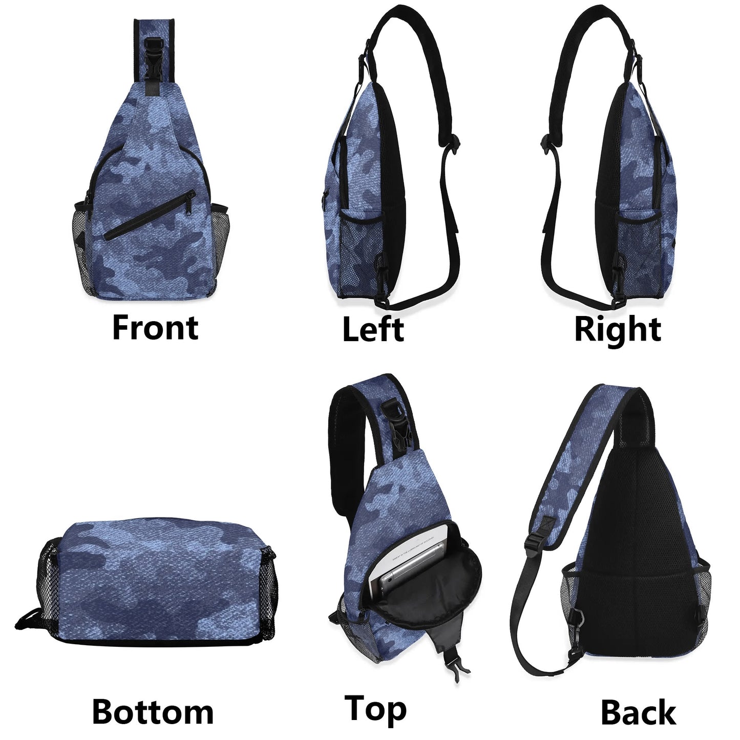 Camo Bag | Denim Blue Camouflage | Chest Crossbody