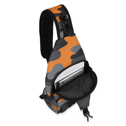 Camo Bag | Orange, Black & Gray Camouflage | Chest Crossbody