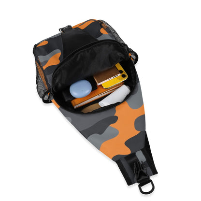 Camo Bag | Orange, Black & Gray Camouflage | Chest Crossbody