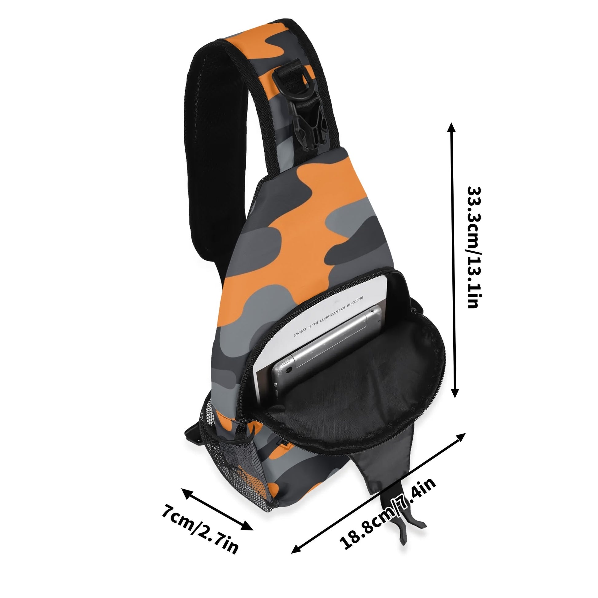 Camo Bag | Orange, Black & Gray Camouflage | Chest Crossbody