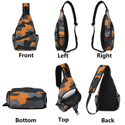 Camo Bag | Orange, Black & Gray Camouflage | Chest Crossbody