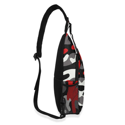 Camo Bag | Red, Black & White Camouflage | Chest Crossbody