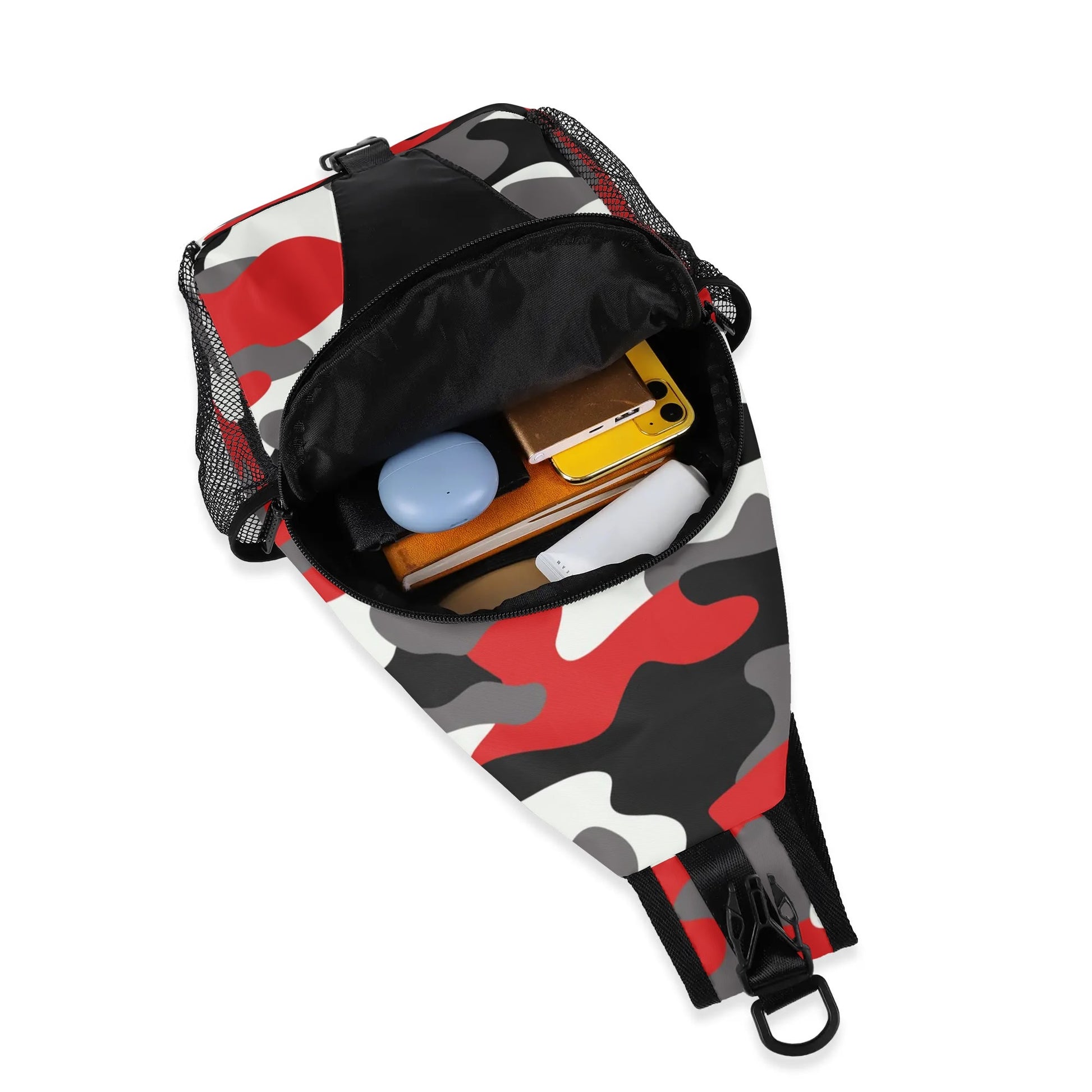 Camo Bag | Red, Black & White Camouflage | Chest Crossbody