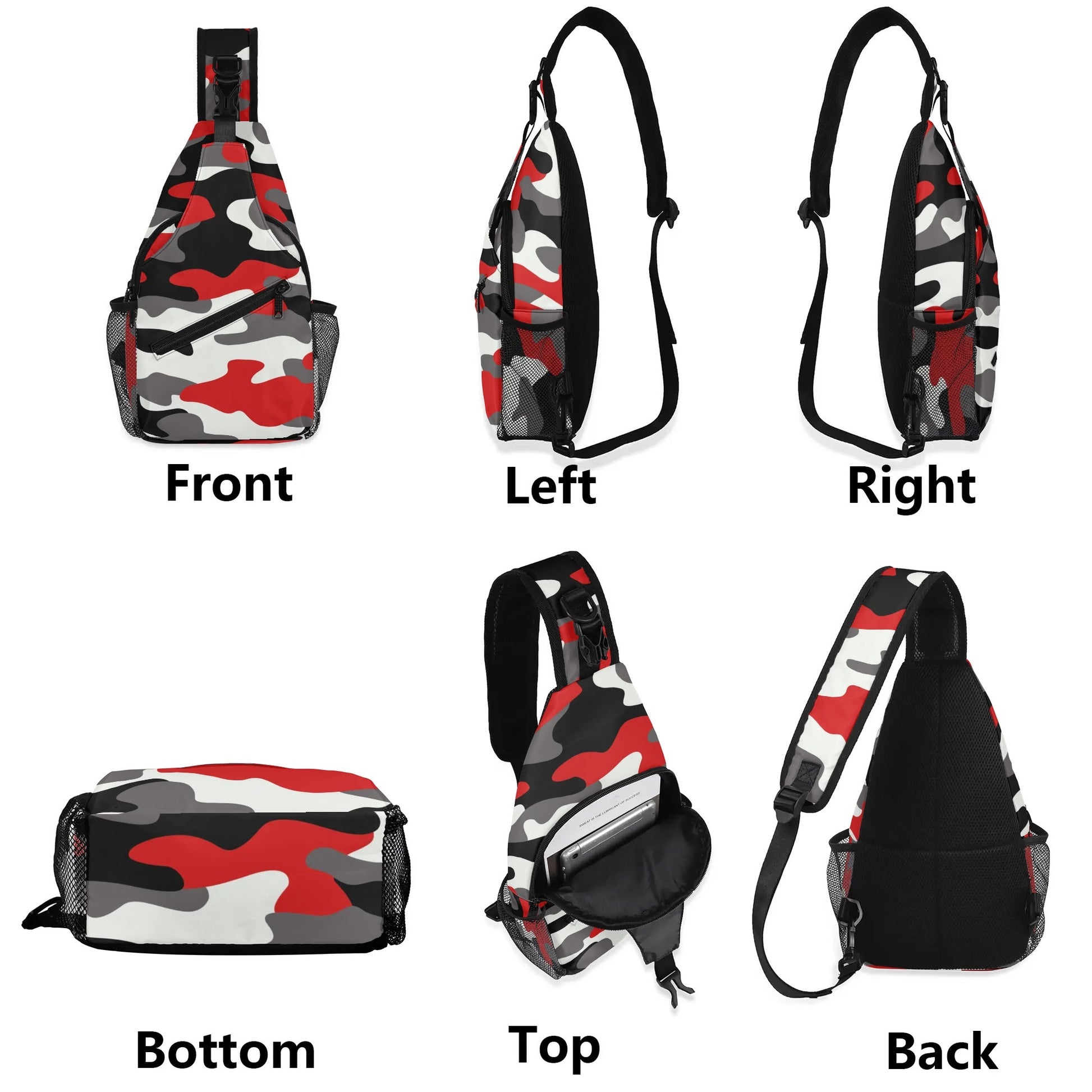 Camo Bag | Red, Black & White Camouflage | Chest Crossbody