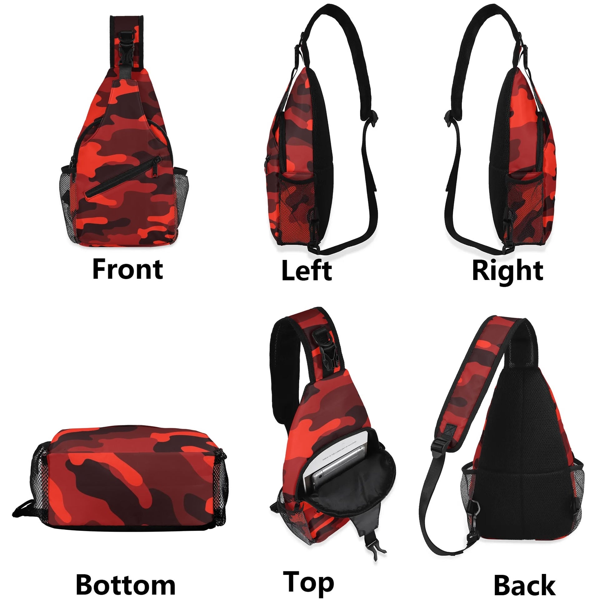 Camo Bag | Scarlet Red & Black Camouflage | Chest Crossbody