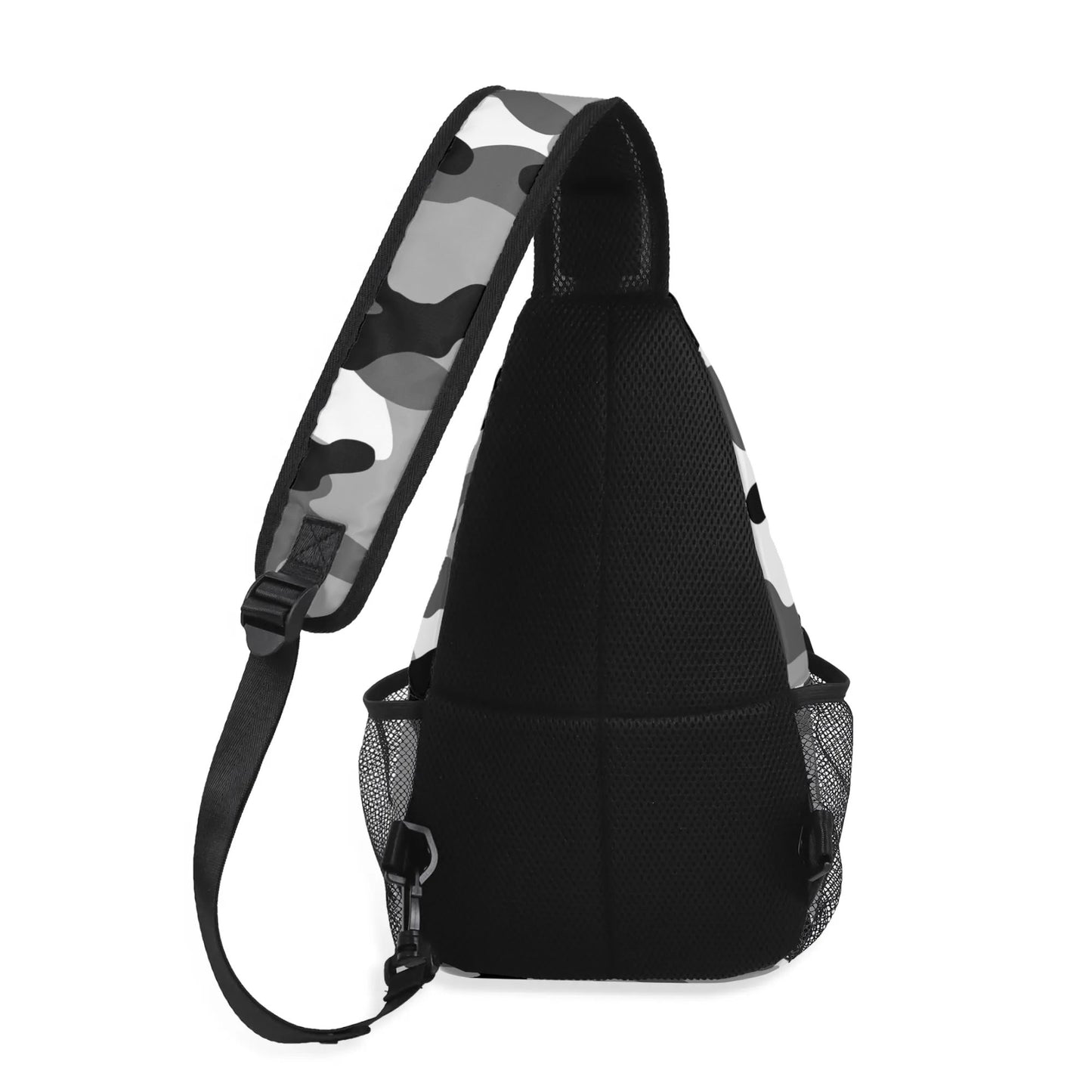 Camo Bag | Black, White & Gray Camouflage | Chest Crossbody