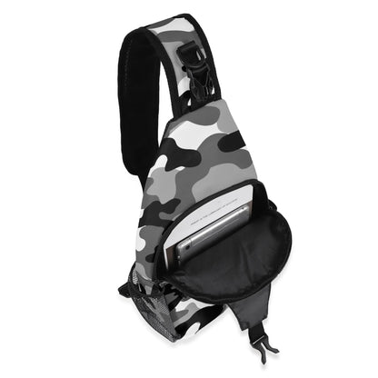 Camo Bag | Black, White & Gray Camouflage | Chest Crossbody