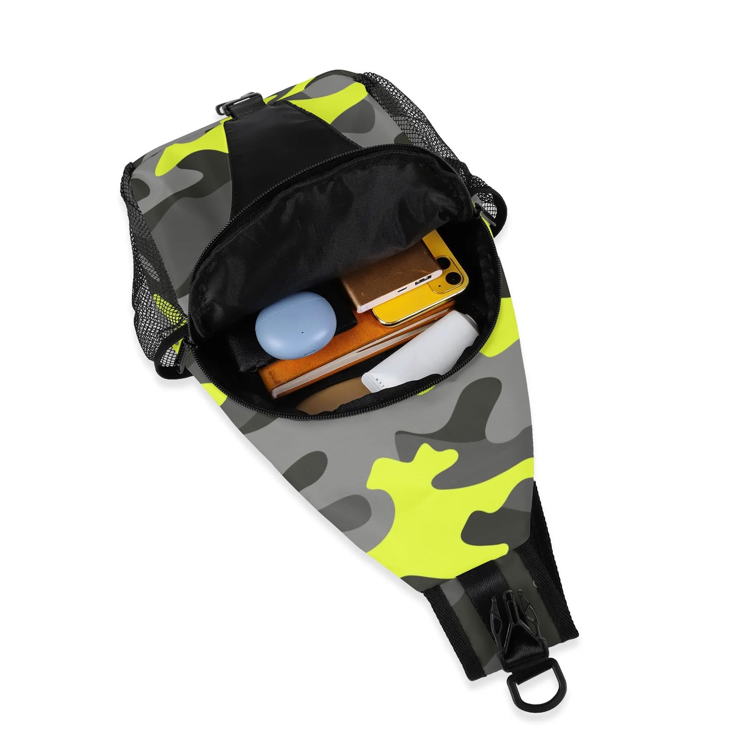 Camo Bag | Black, Gray & Yellow Camouflage | Chest Crossbody