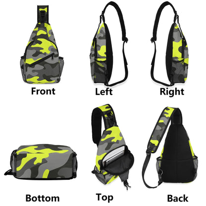 Camo Bag | Black, Gray & Yellow Camouflage | Chest Crossbody