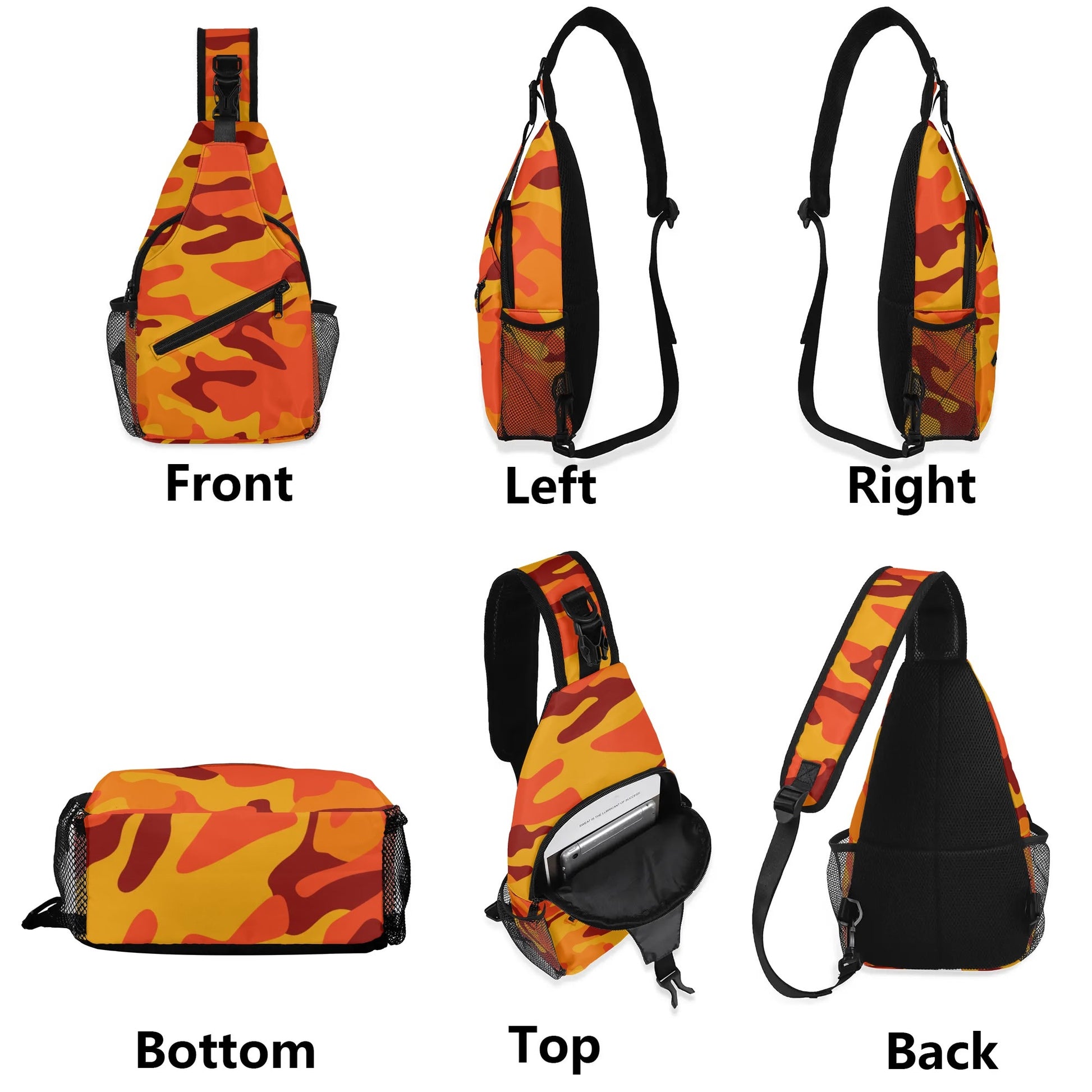 Camo Bag | Orange & Red Camouflage | Chest Crossbody