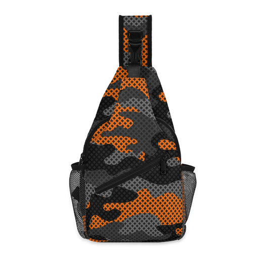 Camo Bag | Orange & Black Pixel Camouflage | Chest Crossbody